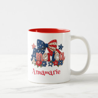 Amerika Faux Quilt Bloemmotief Patriottisch Ontwer Tweekleurige Koffiemok