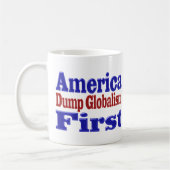 Amerika First Dump Globalism red blue text Koffiemok (Links)
