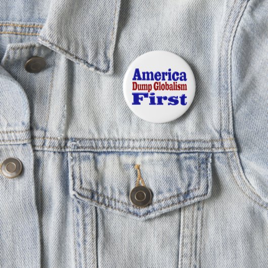 Amerika First Dump Globalism red blue text Ronde Button 5,7 Cm (In situ)