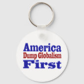 Amerika First Dump Globalism red blue text Sleutelhanger (Voorkant)