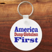 Amerika First Dump Globalism red blue text Sleutelhanger (Voorkant)