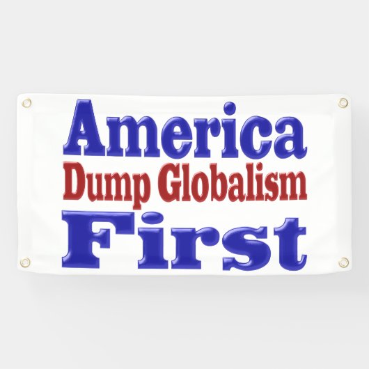 Amerika First Dump Globalism red blue text Spandoek (Horizontaal)