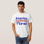 Amerika First Dump Globalism red blue text T-shirt (Voorkant volledig)