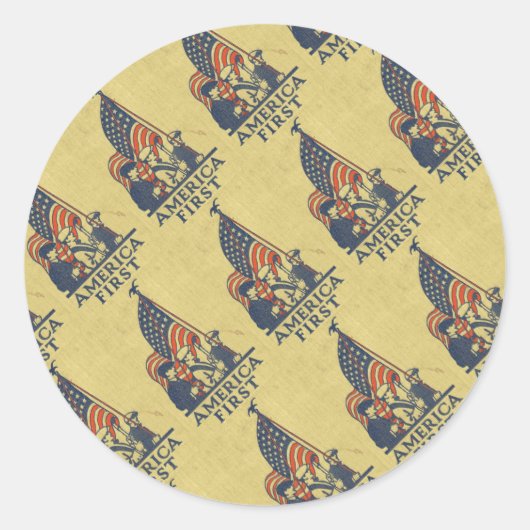 Amerika First Patriotic USA American Flag  Ronde Sticker (Voorkant)
