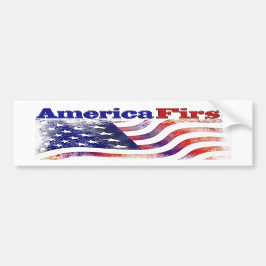Amerika First sterren and stripes Bumpersticker (Voorkant)