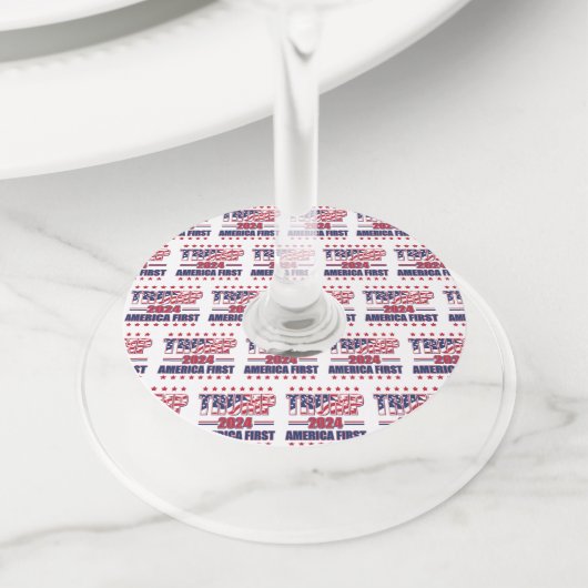 Amerika First Trump 2024 Wijnglaslabel (Dichtbij)