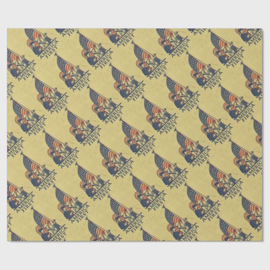 Amerika First Typografie  Amerikaanse vlag Cadeaupapier (Vlak)