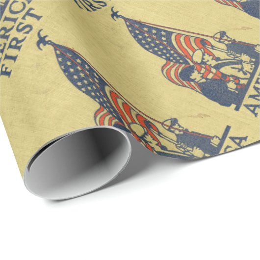 Amerika First Typografie  Amerikaanse vlag Cadeaupapier (Rol Hoek)