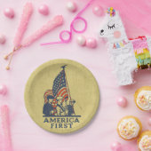 Amerika First Typografie  Amerikaanse vlag Papieren Bordje (Feest)
