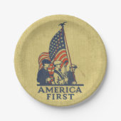 Amerika First Typografie  Amerikaanse vlag Papieren Bordje (Voorkant)