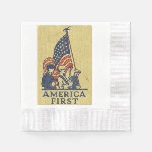 Amerika First Typografie  Amerikaanse vlag Servetten