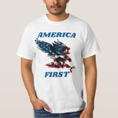 Amerika First with Blue Lettering and an Eagle T-shirt (Voorkant)