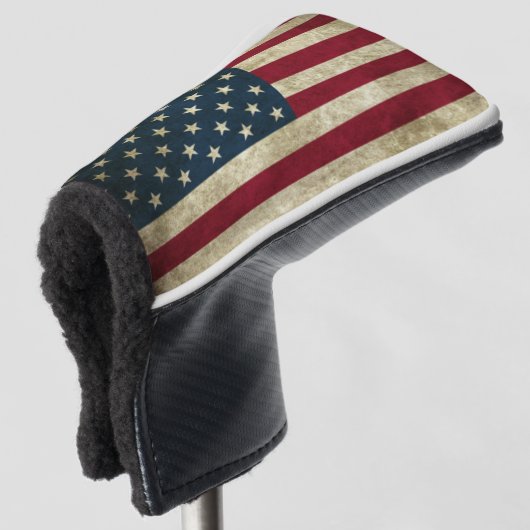 AMERIKA FLAG RUSTIC GOLF HEAD HOESJE GOLFHEADCOVER (3/4 voorkant)