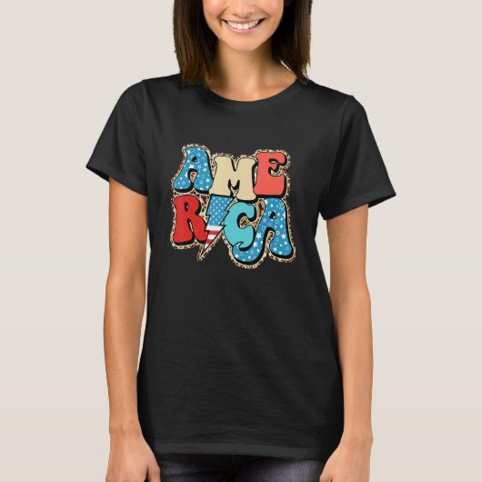Amerika Flash Leopard 4 juli Patriottisch Amerika T-shirt (Voorkant)