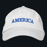 Amerika Geborduurde Pet<br><div class="desc">Amerika is blauw geborduurd op dit unisex baseball-pet. Een perfecte manier om je patriottisme te shows op 4 juli, herdenkingsdag of elke andere gelegenheid.</div>