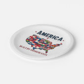 Amerika gebouwd door immigranten Patriottisch Amer Papieren Bordje (Gekanteld)