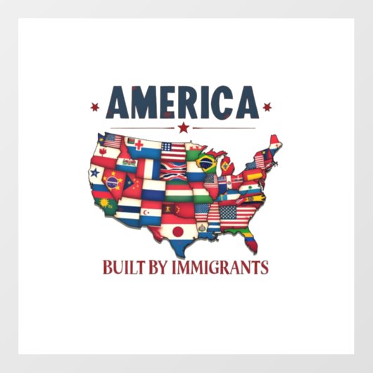 Amerika gebouwd door immigranten Patriottisch Amer Raamsticker (Vel)