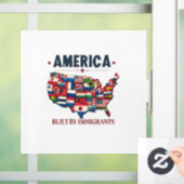 Amerika gebouwd door immigranten Patriottisch Amer Raamsticker (Huis)