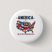 Amerika gebouwd door immigranten Patriottisch Amer Ronde Button 3,2 Cm (Voorkant)
