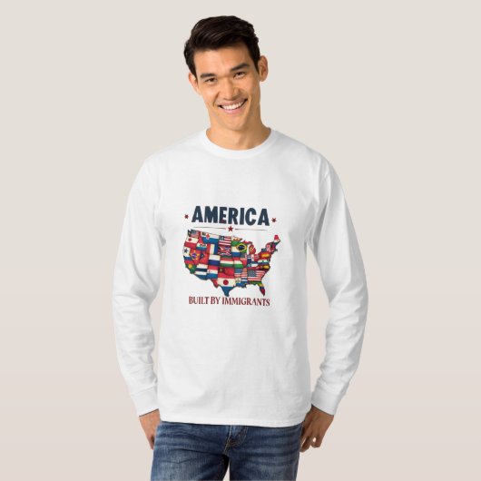 Amerika gebouwd door immigranten Patriottisch Amer T-shirt (Voorkant volledig)