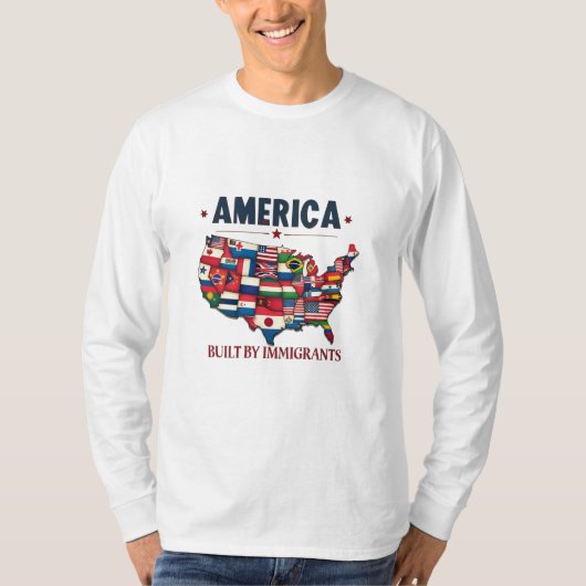 Amerika gebouwd door immigranten Patriottisch Amer T-shirt (Voorkant)