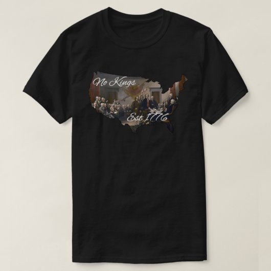 Amerika Geen Koningen Est 1776 T-shirt (Design voorkant)