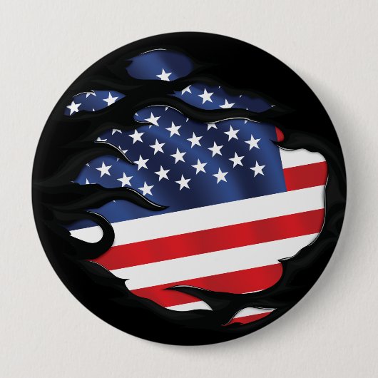 Amerika Geripte Vlag Ronde Button 4,0 Cm (Voorkant)