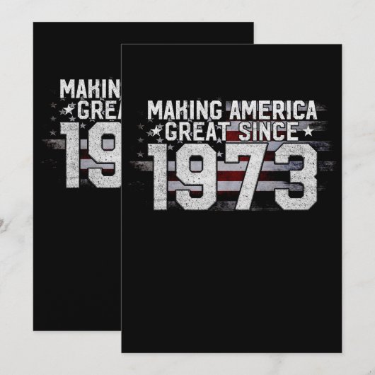 Amerika geweldig maken sinds 1973 50e verjaardag v kaart (Voorkant / Achterkant)