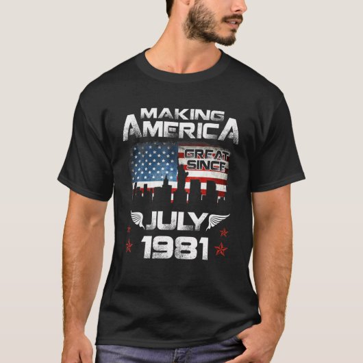 Amerika geweldig sinds juli 1981, geboortedag 40 Y T-shirt (Voorkant)