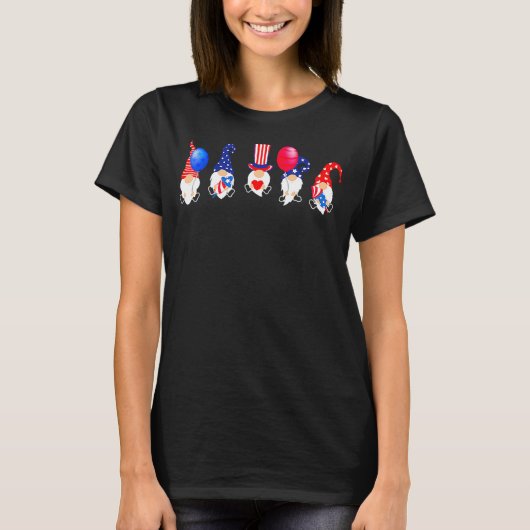 Amerika Gnomes Bowling Fireworks American Flag 4th T-shirt (Voorkant)