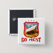 Amerika Go West Vierkante Button 5,1 Cm (Voorkant /achterkant)