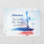 Amerika-God vergiet zijn genade op het Briefkaart (Voorkant / Achterkant)