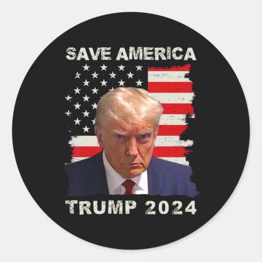 Amerika Gratis Trump Mok Shot 2024 Amerikaanse vla Ronde Sticker (Voorkant)