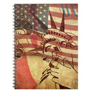 Amerika, grijze achtergrond notitieboek