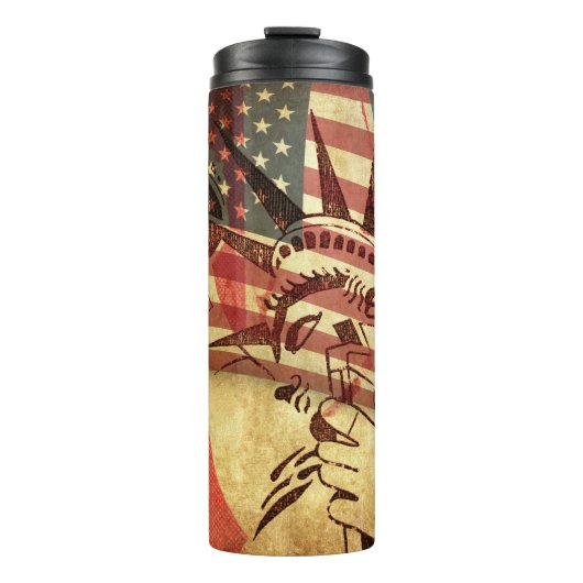 Amerika, grijze achtergrond thermosbeker (Voorkant)