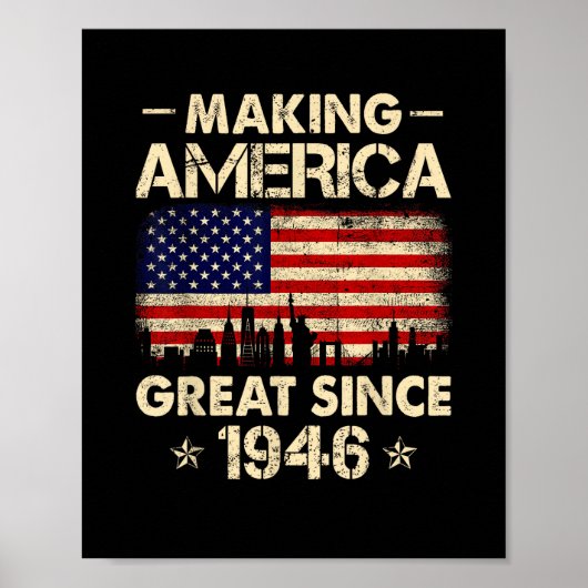 Amerika Groot Maken Sinds 1946 Retro 76e Verjaarda Poster (Voorkant)