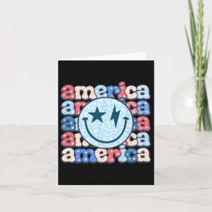 Amerika Groovy Smile T-shirt Voor Vrouwen 4 juli P Kaart