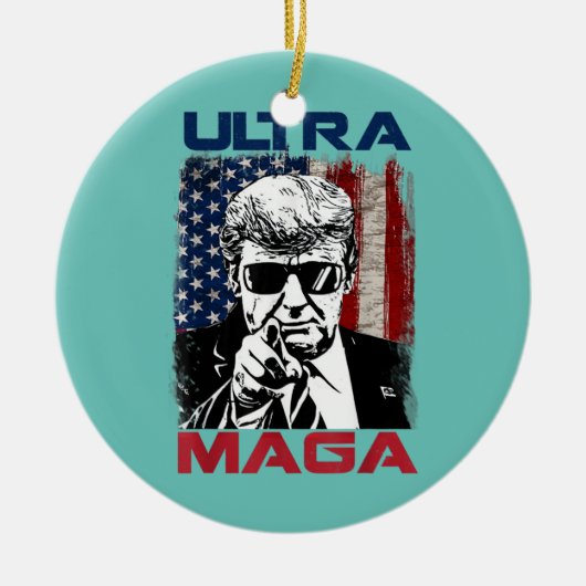 Amerika - Grote en rode patriot en Ultra Maga Keramisch Ornament (Voorkant)
