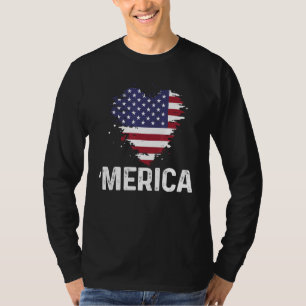 Amerika Hart Patriottisch Vlag VS Vier juli T-shir T-shirt