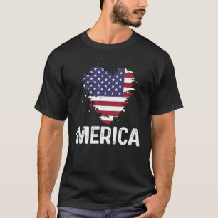 Amerika Hart Patriottisch Vlag VS Vier juli T-shir T-shirt