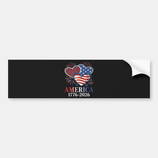 Amerika Hartstochtelijk 1776-2026 Patriottisch Bumpersticker (Voorkant)