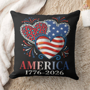 Amerika hartstochtelijk 1776-2026 patriottisch kussen