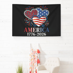 Amerika Hartstochtelijk 1776-2026 Patriottisch Spandoek