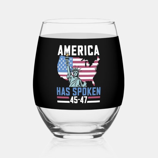 Amerika heeft 45 47 Trump President  gesproken Wijnglas Zonder Voet (Voorkant)