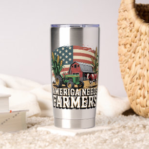 Amerika heeft boeren nodig Midwest koeien maïs Boe Geïsoleerde Drinkbeker