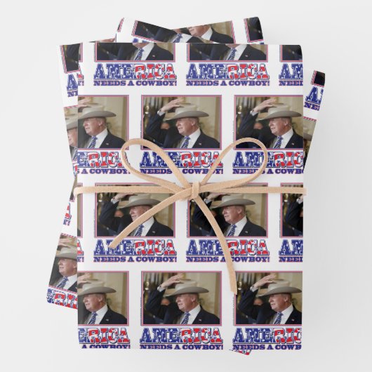 Amerika heeft een cowboy nodig - Trump 2020 Inpakpapier Vel (In situ)