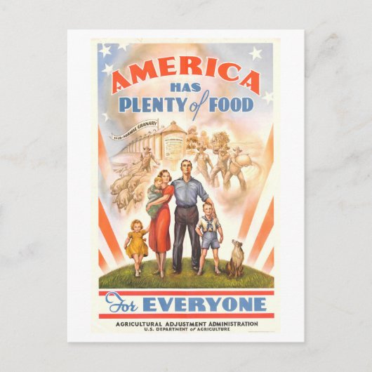 "Amerika heeft genoeg voedsel voor iedereen" Vinta Briefkaart (Voorkant)