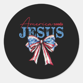 Amerika heeft Jezus Christelijke Vlag Coquette 4t Ronde Sticker