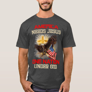 Amerika heeft Jezus één natie nodig onder T-shirt