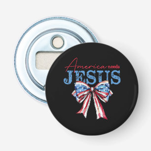 Amerika heeft Jezus nodig Christelijke Amerikaanse Button Flesopener